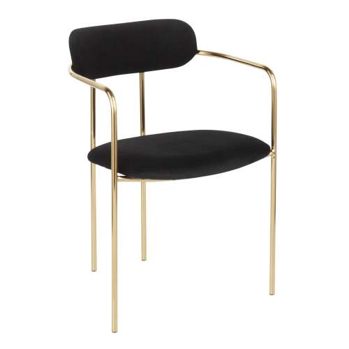 Luxurious and sophisticated Black Velvet Dining Armchair with Golden Metal Legs