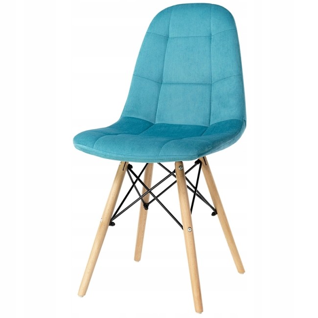 Turquoise Velvet Dining Chair with Eiffel wood legs