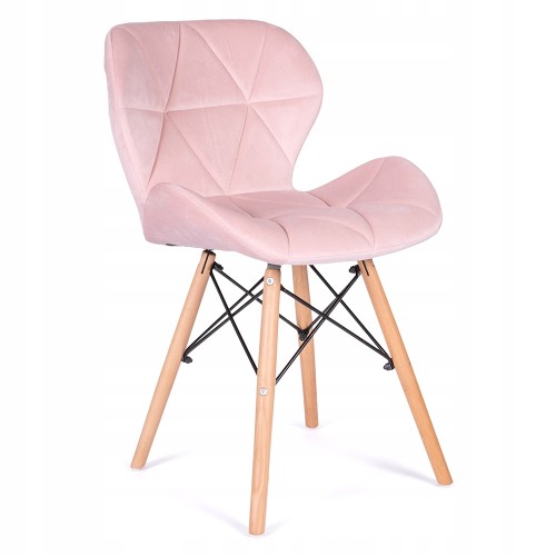 Pink Tufted Velvet Dining Chair with Eiffel Wood Legs