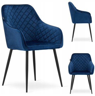 Navy blue velvet dining armchair