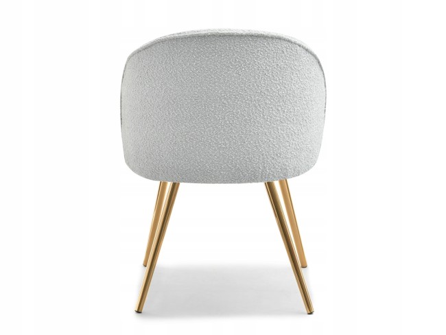  Stylish light grey boucle upholstery dining armchair with golden metal legs