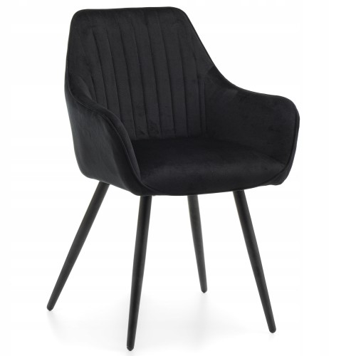 Luxury leisure comfortable black velvet dining armchair