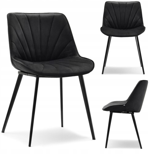 Black Curved Velvet Dining Chair