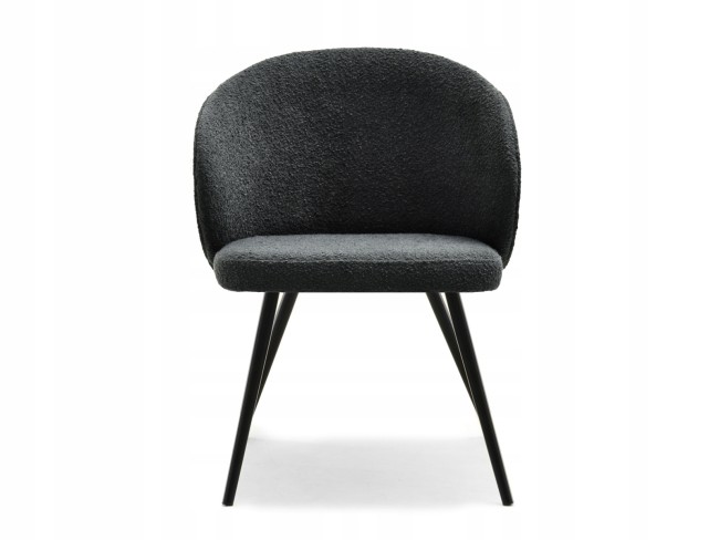  Stylish black boucle upholstery dining armchair with golden metal legs
