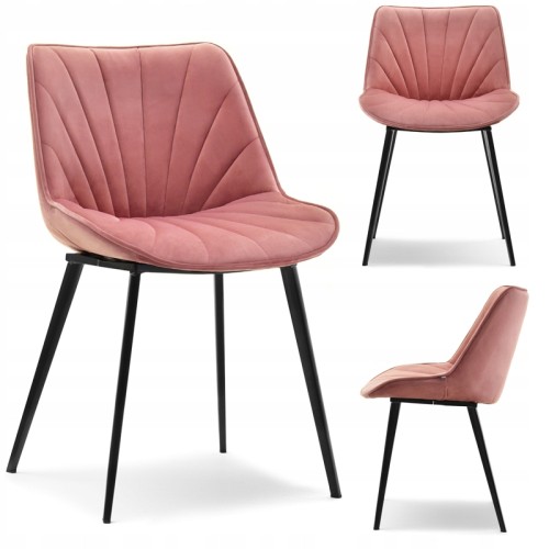 Pink Curved Velvet Dining Chair