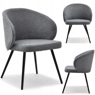 Dark Grey Bouclé Armchair
