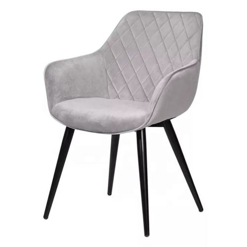  Light Grey Fabric Armchair with Metal Legs