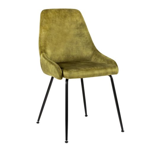 Modern curved back green fabric dining chair