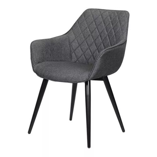 Dark Grey Fabric Armchair with Metal Legs