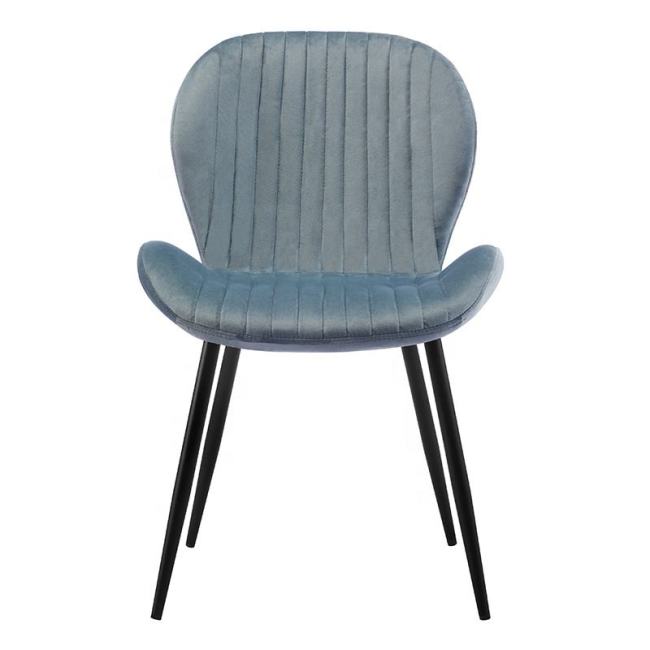 Stylish and elegant Light Blue Fabric Dining Chair with Metal Legs