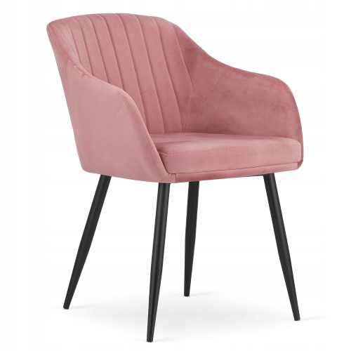 Pink Velvet Cushioned Dining Armchair