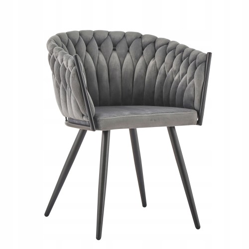 Stylish elegant dark grey velvet Woven Chair