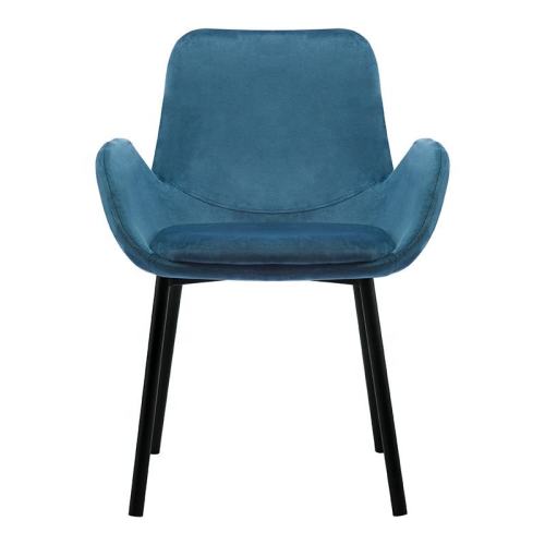Turquoise Fabric Armchair with Cushioned Seats and Metal Legs