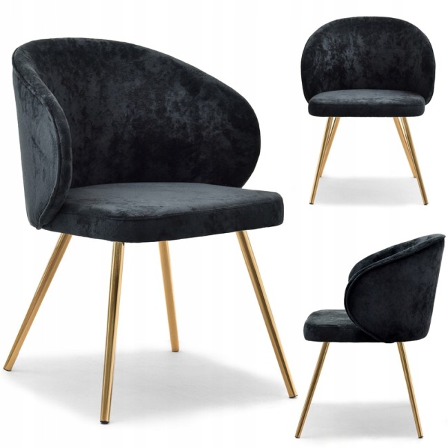 Luxury elegant black velvet dining armchair