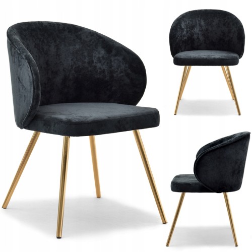 Luxury elegant black velvet dining armchair