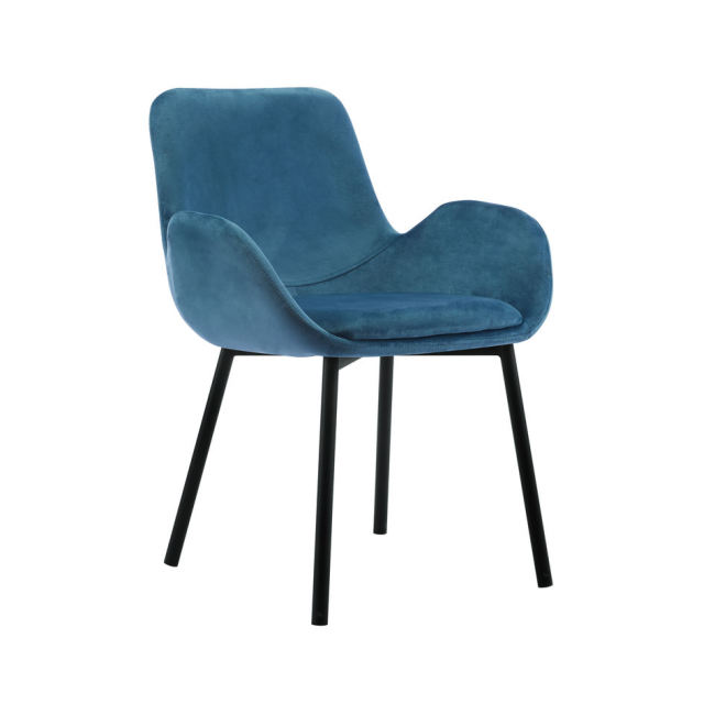 Turquoise Fabric Armchair with Cushioned Seats and Metal Legs