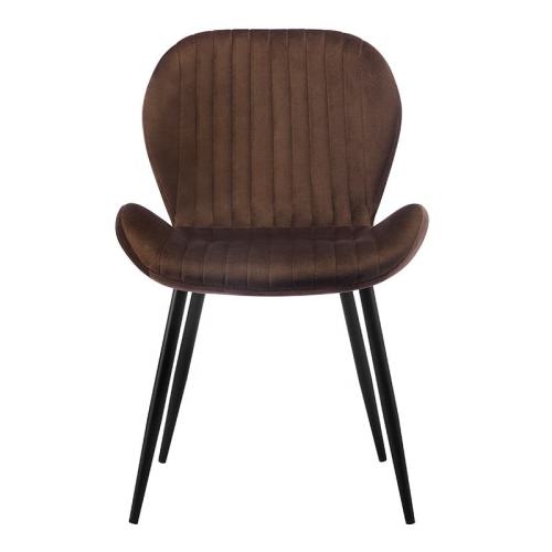 Stylish and elegant coffee color Fabric Dining Chair with Metal Legs