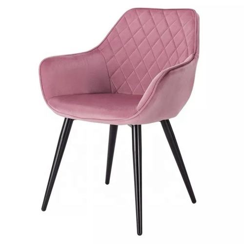 Pink Fabric Armchair with Metal Legs