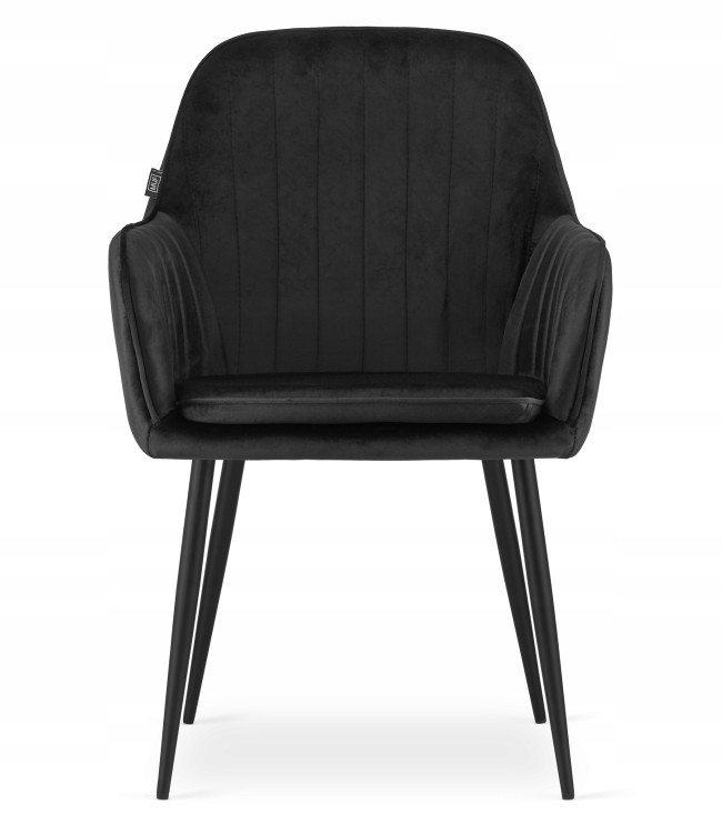 Luxurious elegant cushioned black velvet dining armchair