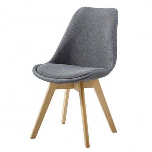 Dark Grey Dining Chair with Wood Legs