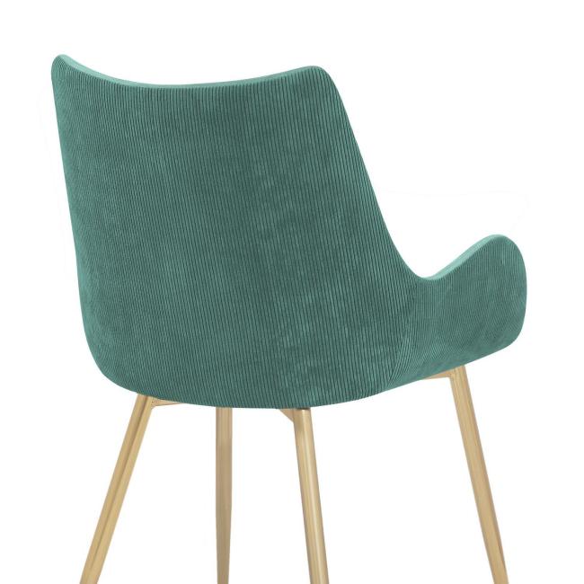 Exquisite and elegant Green Fabric Dining Chair with Golden Metal Legs