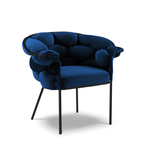 Stylish durable blue velvet woven armchair