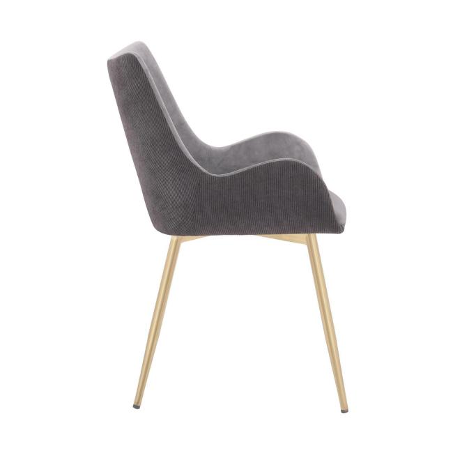 Grey Fabric Dining Chair with Golden Metal Legs