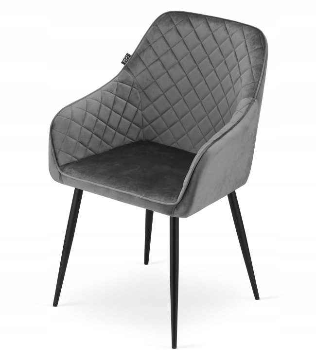 Elegant and sophisticated Dark Grey Velvet Dining Armchair