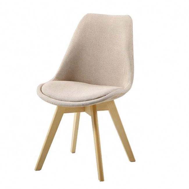 Modern fashion beige dining cafe chair with wood legs