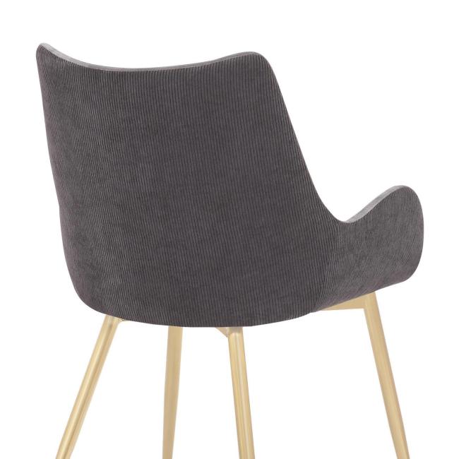 Grey Fabric Dining Chair with Golden Metal Legs