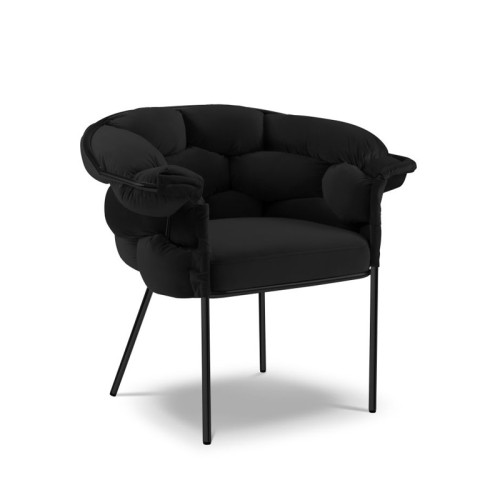 Elegant and luxurious Black Velvet Woven Armchair