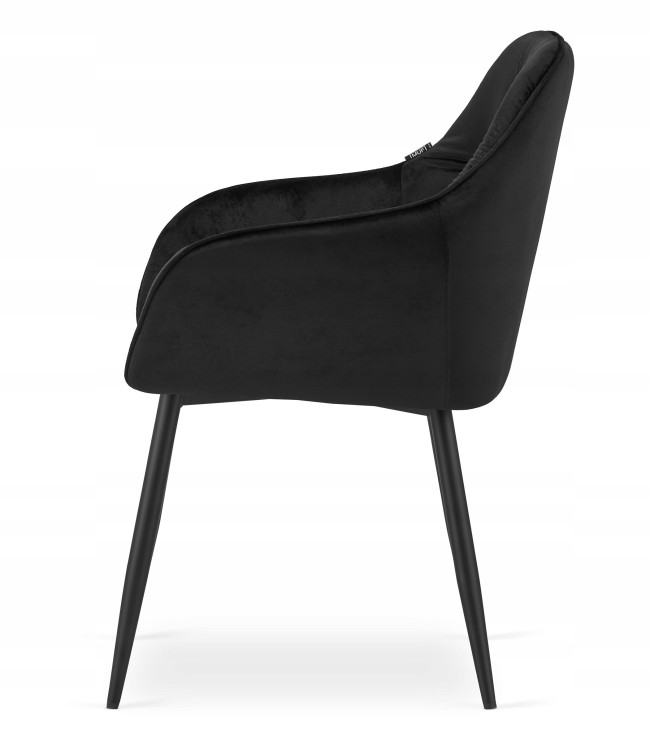 Contemporary black tufted velvet dining armchair