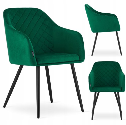 Modern luxury green velvet dining armchair with cushion