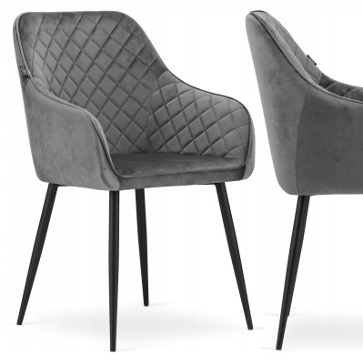 Elegant and sophisticated Dark Grey Velvet Dining Armchair