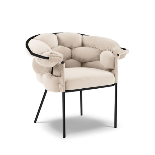 Elegant luxurious Beige Velvet Woven Armchair