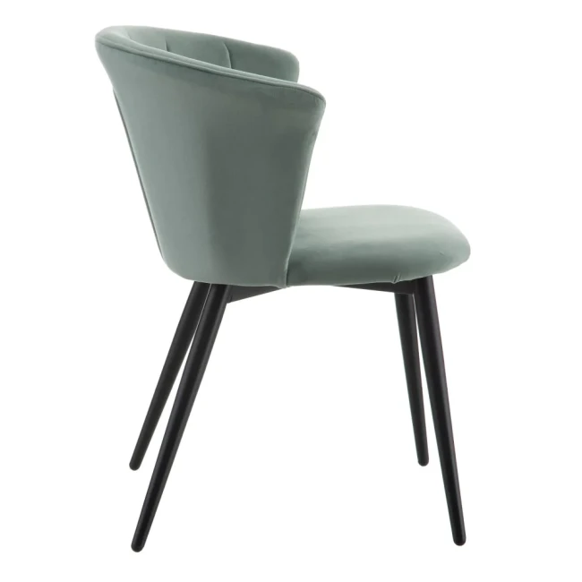 Stylish and comfortable Grey Upholstered Dining Chair with Black Metal Legs