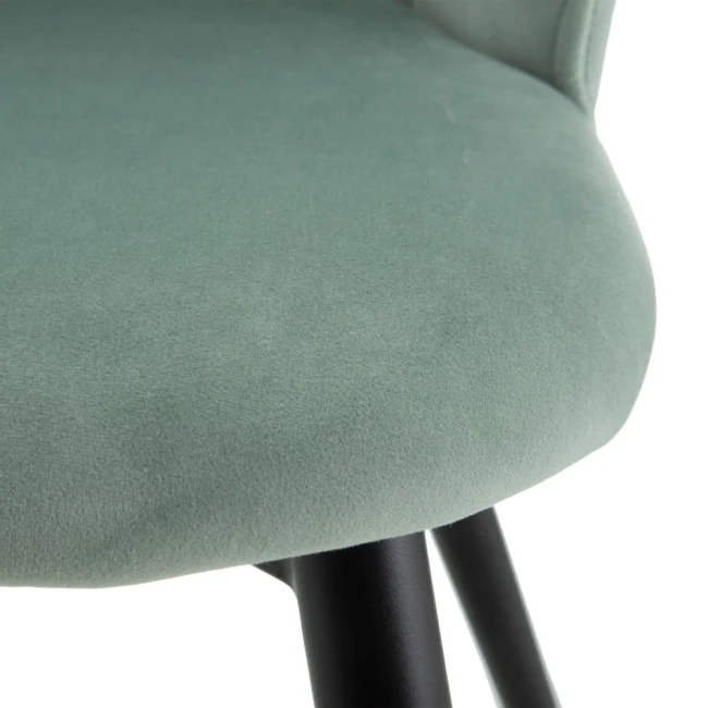 Stylish and comfortable Grey Upholstered Dining Chair with Black Metal Legs
