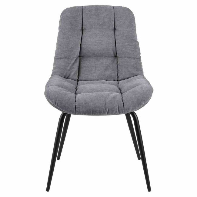 Grey Fabric Dining Chair with Black Metal Legs