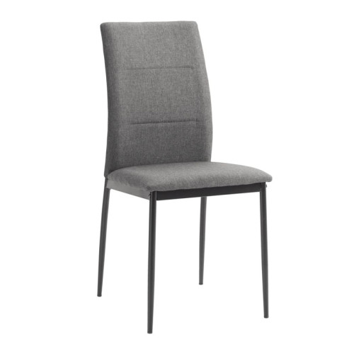 Grey Fabric Dining Chair with Black Metal Legs