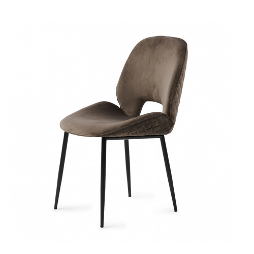 Newly designed brown fabric dining chair black coating metal leg dining chair with dining room