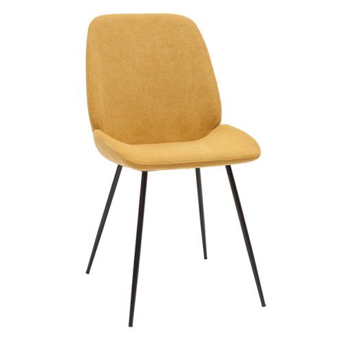 Yellow Fabric Dining Chair with Black Metal Legs