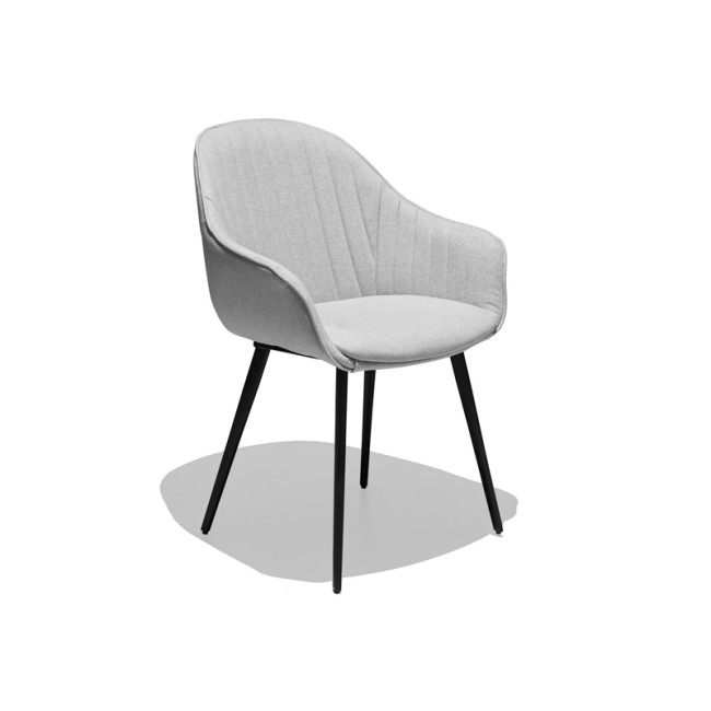 Luxurious light grey fabric dining armchair with cushion