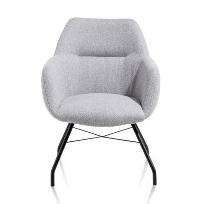Light Grey Fabric Armchair with Metal Feet