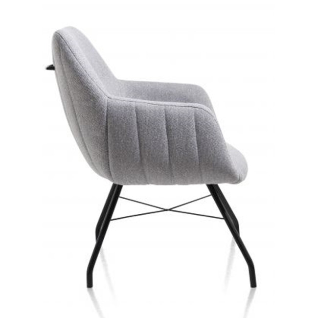 Light Grey Fabric Armchair with Metal Feet