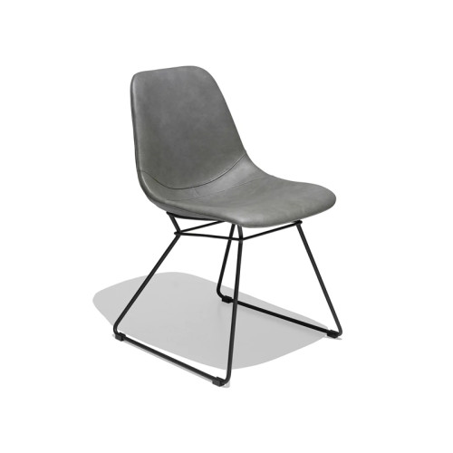 Dark Grey Upholstered Dining Chair with a sleek metal base