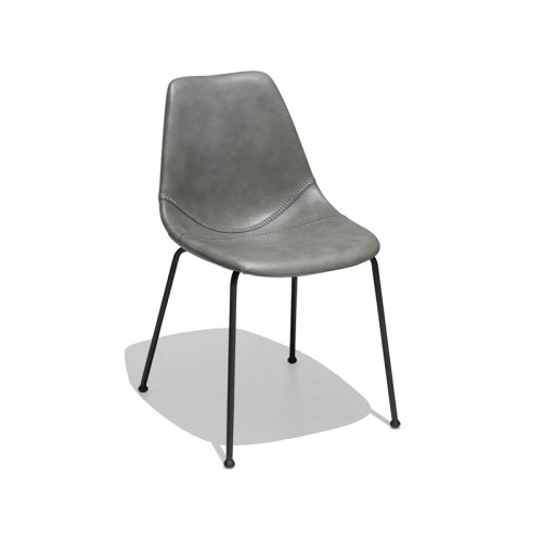 Dark Grey Faux Leather Side Cafe Chair