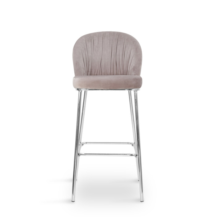 New Designs Velvet Bar Chair with Chromed Legs for Pub Coffee Bar