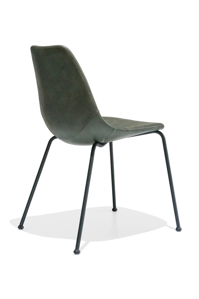 Dark Green Faux Leather Seat Chair 