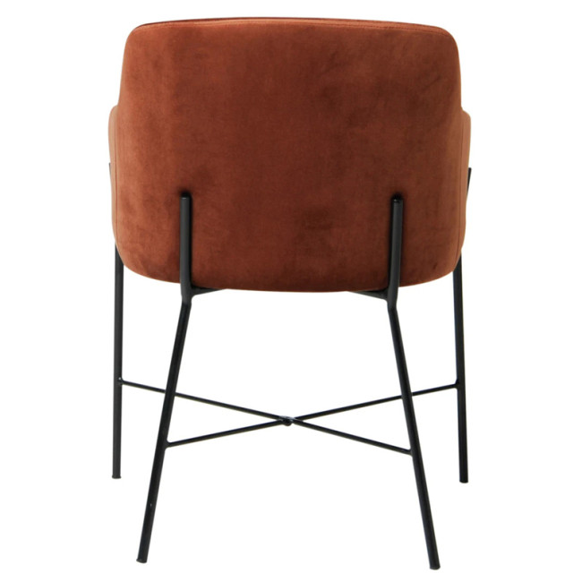 Luxurious and sophisticated Caramel velvet dining armchair with sleek metal legs