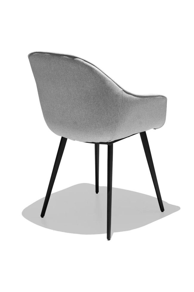 Luxurious light grey fabric dining armchair with cushion